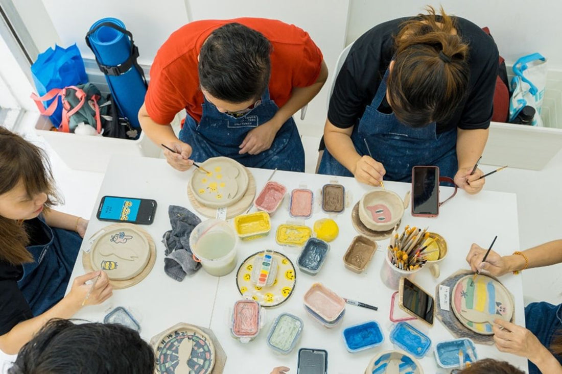 Artisans creating their artwork